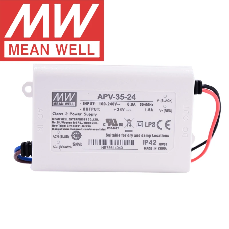 Original Mean Well APV-35 Series meanwell 5V/12V/15V/24V Constant Voltage design 35W Single Output LED Switching Power Supply