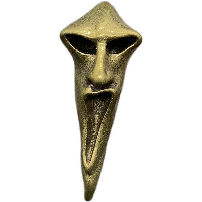 Punk Retro Brass Death Men Skull Key Ring Pendants Creative Pure Copper Small Head Skeleton Charm DIY Keychain Jewelry Accessory