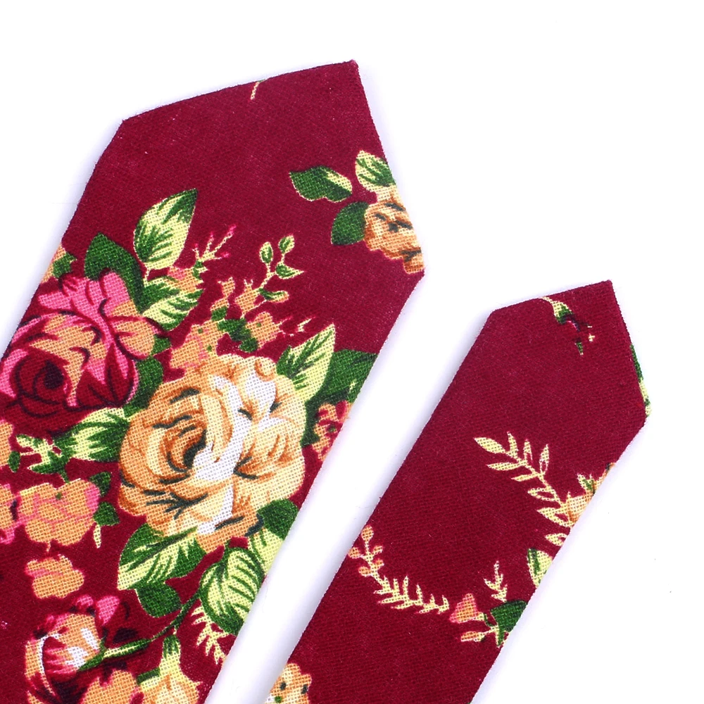 Gravatas de algodão estampadas, gravatas de algodão da moda, pescoço floral, gravatas de 6cm, finas para homens, mulheres, casuais, magros, para festa de casamento