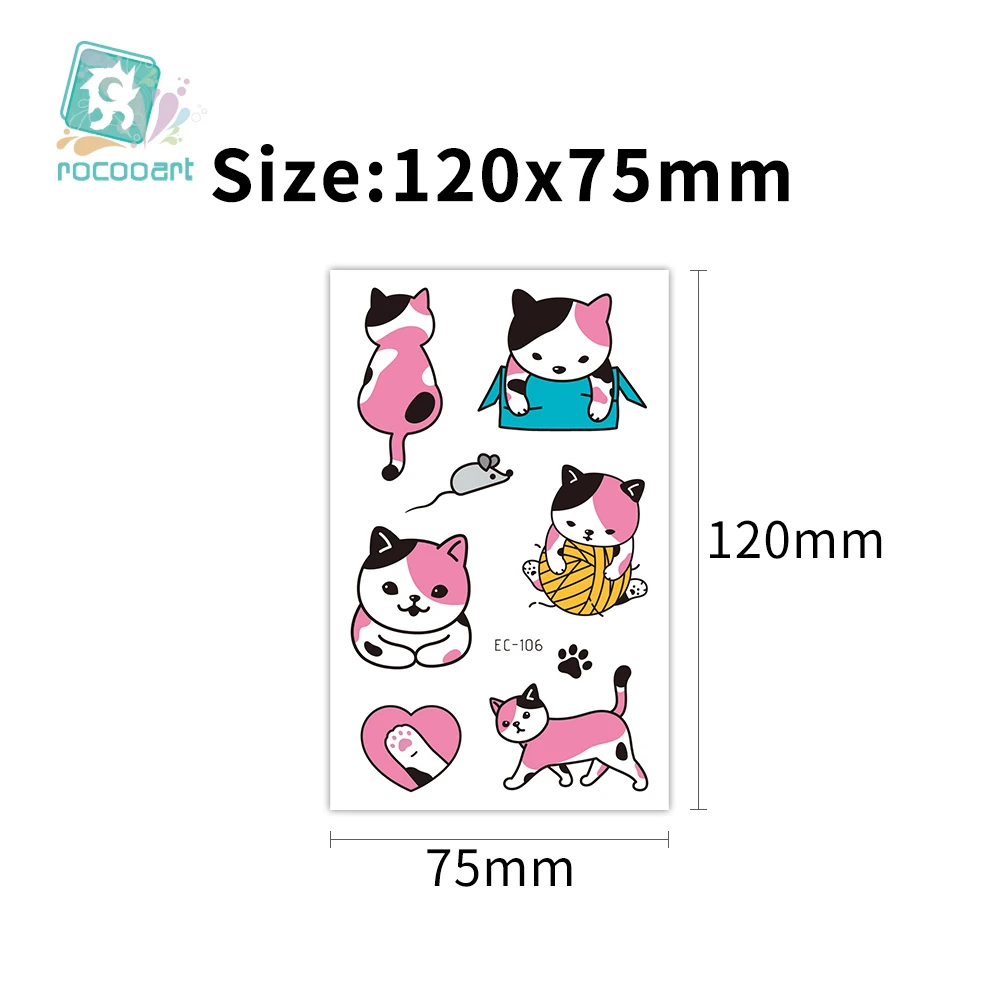 Kids Cartoon Animals Waterproof Temporary Tattoo Cute Pet Cats Dogs Tattoo Stickers Children Boy Girl Fake Body Art Flash Tatoo