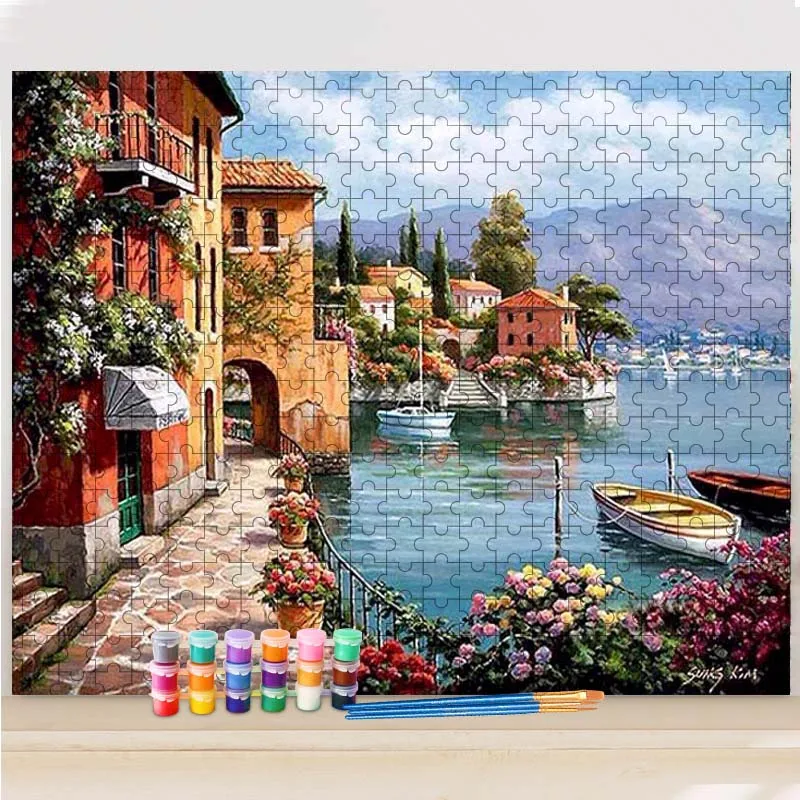 GATYZTORY DIY Painting By Numbers Jigsaw Puzzle Seaside Canvas Drawing For Adult Landscape Handpainted Gift Home Wall Art