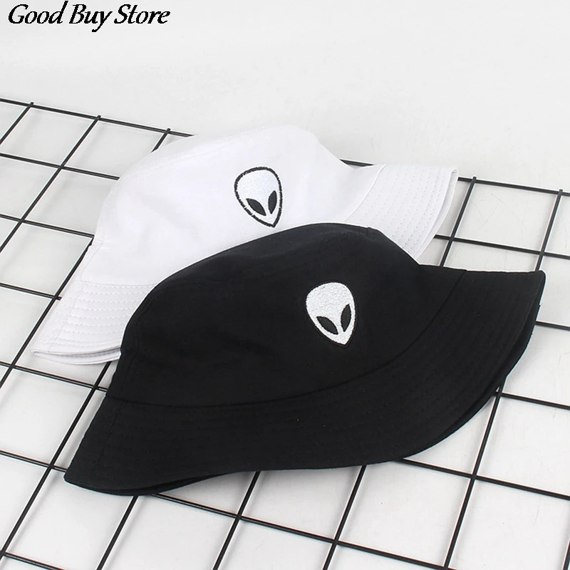 Cool Alien Print Bucket Hats For Women Men Sun Hat Summer Fashion Sunscreen Fisherman Panama Hip Hop Caps Breathable Cotton 2020