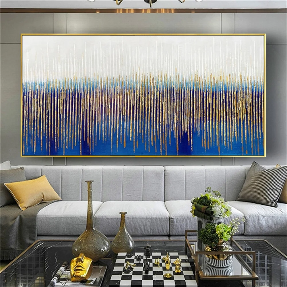 Artist Hand-painted Oil Painting on Canvas High Quality Salon wall art Modern Abstract blue landscape Home decoration painting