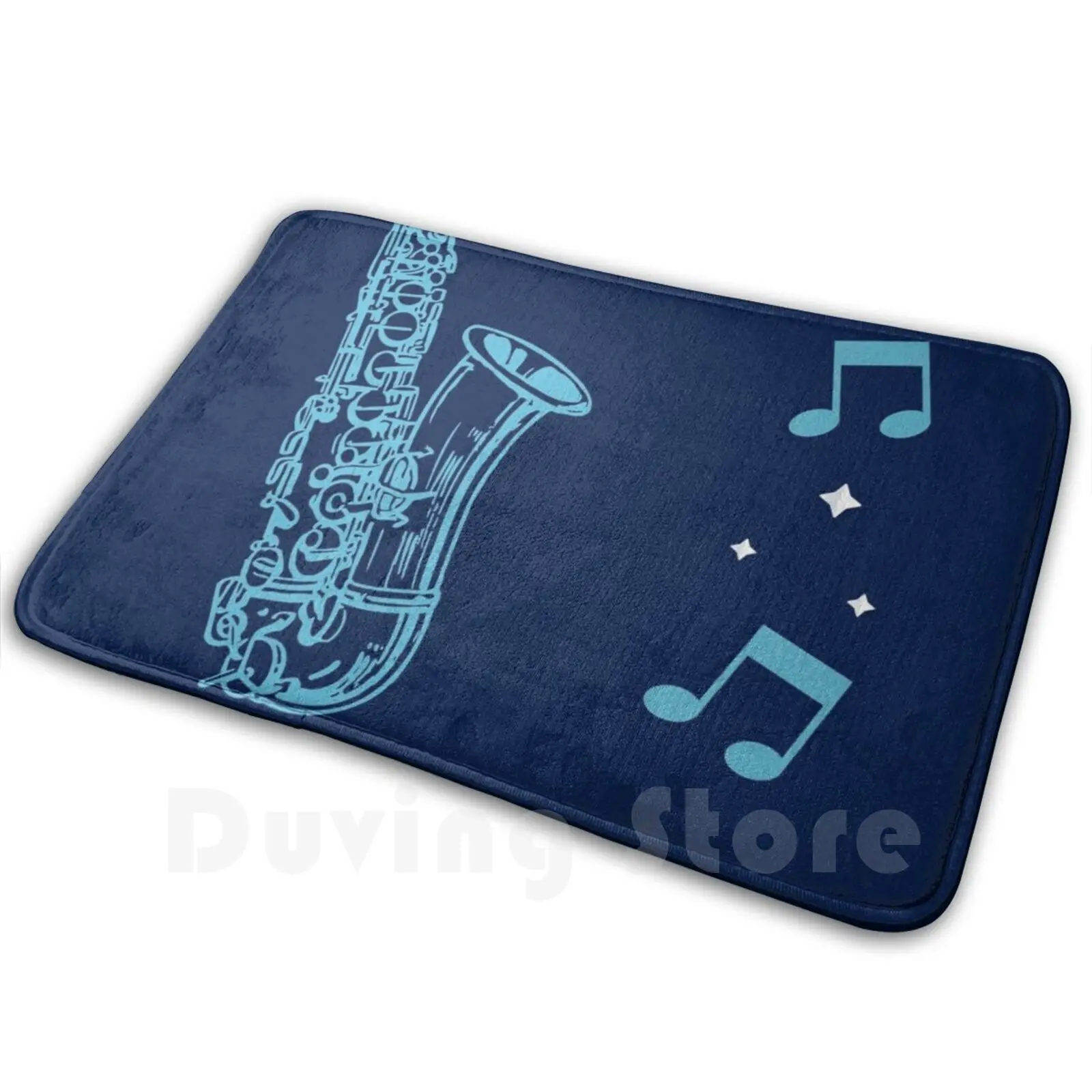 Jazz Sax Face Soft Non-Slip Mat Rug Carpet Cushion Music Jazz Sax Piano Notes Musical