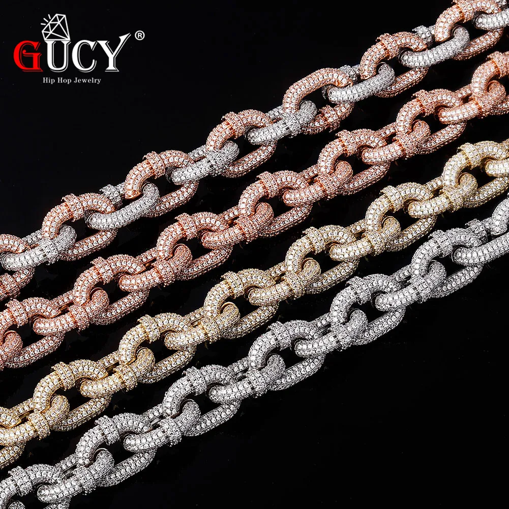 

GUCY New 17mm Miami Cuban Chain Necklace Iced Out Micro Pave Cubic Zirconia Hip Hop Jewelry For Gift