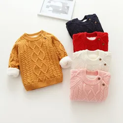 IENENS Winter Baby Sweaters Girl Boy Clothes Clothing Warm Sweater Coats Children Kids Thicken Tops Wool Plus Velvet Fit 0-5Y