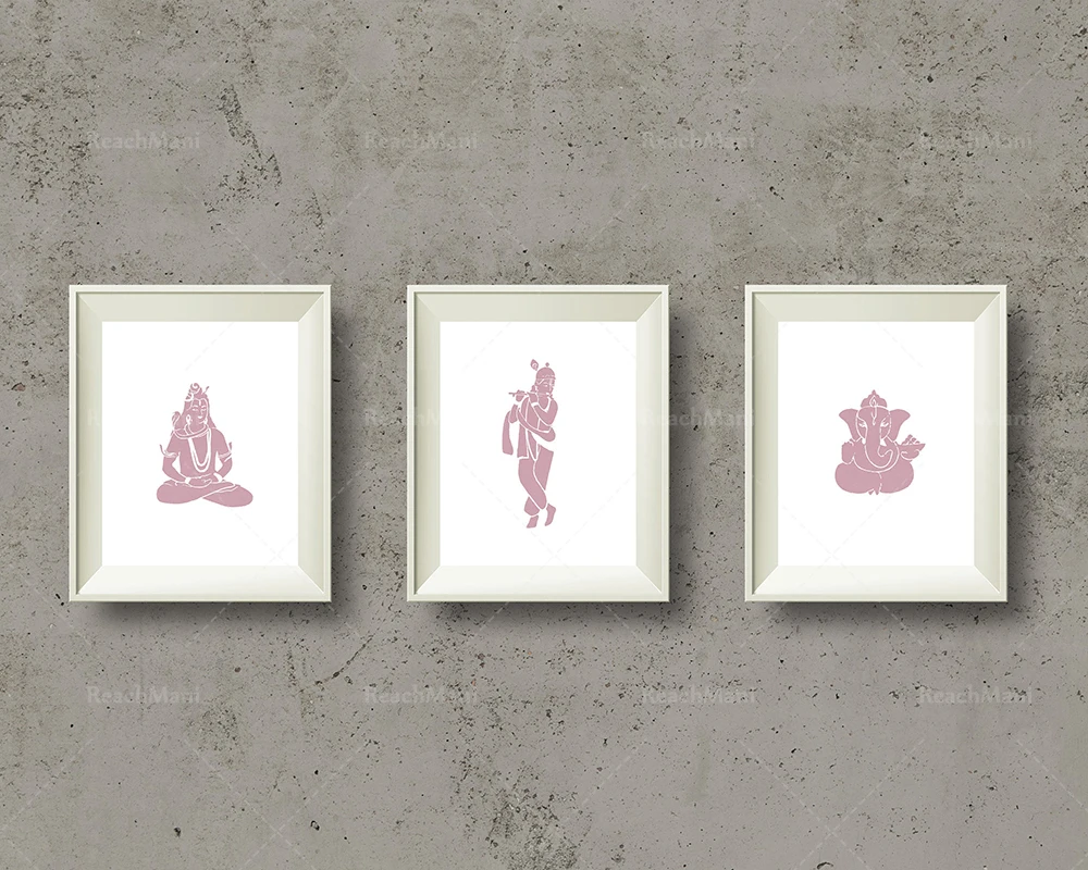 Krishna and Ganesha Yoga Poster Set, Meditation Prints, Yoga Gifts, Yoga Art, Spiritual Wall Decoration, Hindu Gods