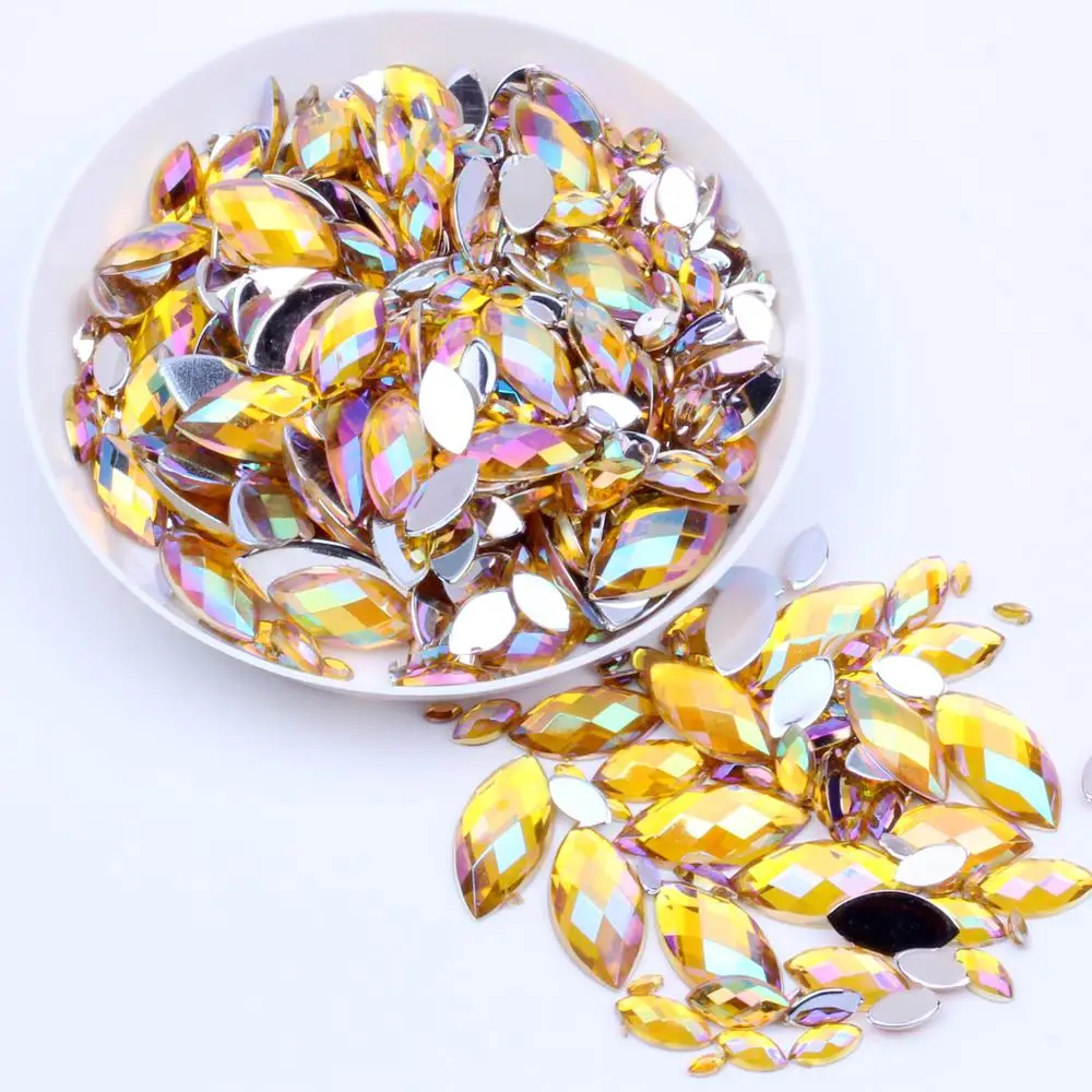 

5x10mm 5000pcs Marquise Earth Facets AB colors Flatback Acrylic Rhinestone Strass High Shine Beads Nail Art Decorations