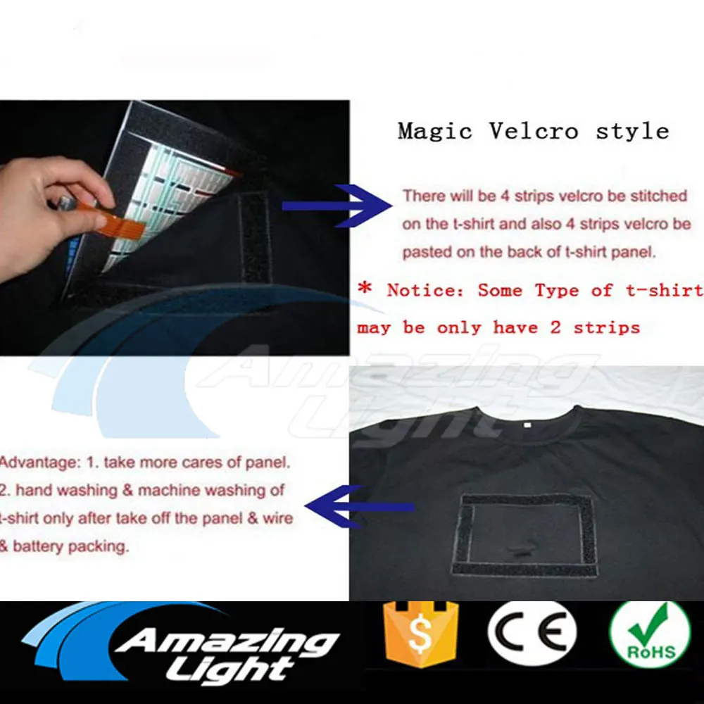 Men\'s LED T Shirt Music T-shirt Light Up El Panel T-shirt  Sound Activated Flashing El Panel T-shirt