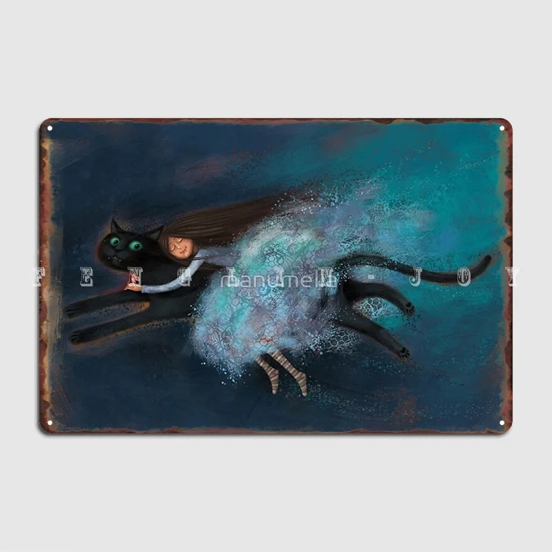 

Металлический плакат с надписью «Flying On My Cat»
