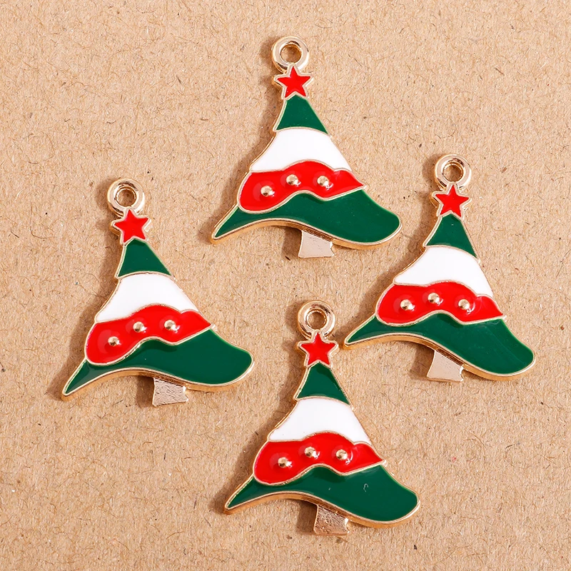 10 Stück Mix süße Emaille-Weihnachtsanhänger für die Schmuckherstellung, Weihnachtsbaum, Hirschglocke, Charms-Anhänger für Halsketten, Ohrringe, Geschenke – Detail 35