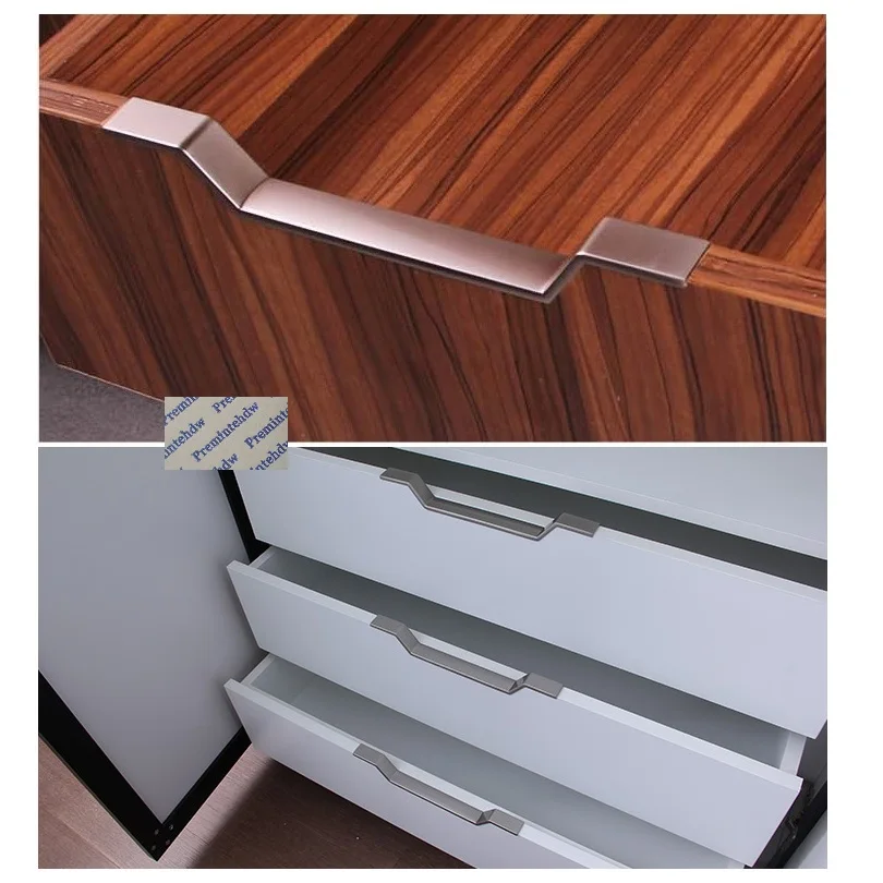 2Pcs Modern Champagne Zinc Alloy Closet Wardrobe Cabinet Drawer Integral Pull Edge Cover Dovetail Shaped