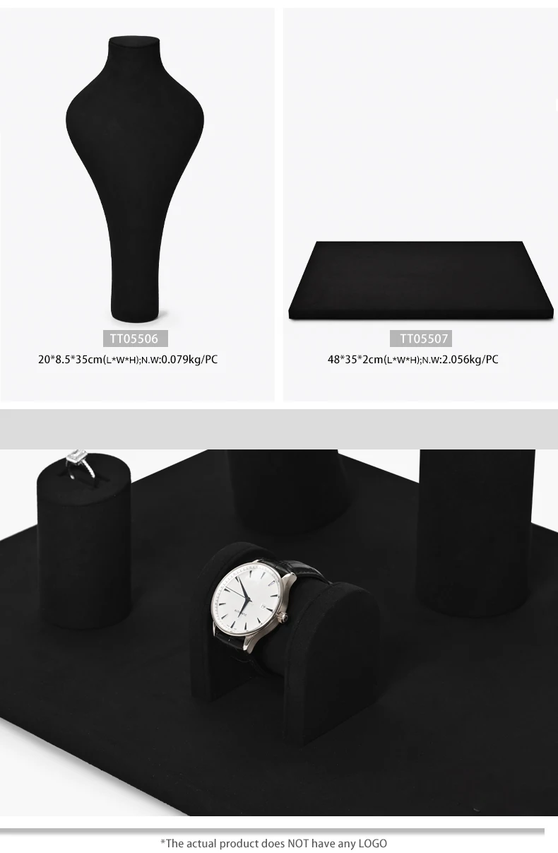 Oirlv Schwarzes Schmuck-Display-Set, Halter für Halsketten, Uhren, Ringe und Ohrringe, mehrteiliger Schmuckständer für die Ladenvitrine – Detail 7