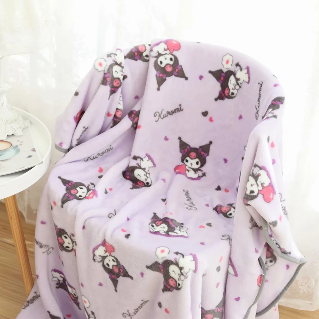 

Kawaii Anime Flannel Blanket Purple Japan Cartoon Bedroom Sofa Blanket Comfortable Warm Flannel Blanket Travel Cover Blanket