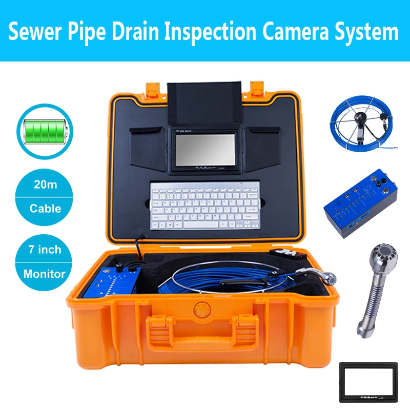 

DVR 20m High Quality Cable Sewer Pipe Drain Inspection System 25mm Endoscope CCTV Video Camera With Keyboard 7inch Color TFT LCD