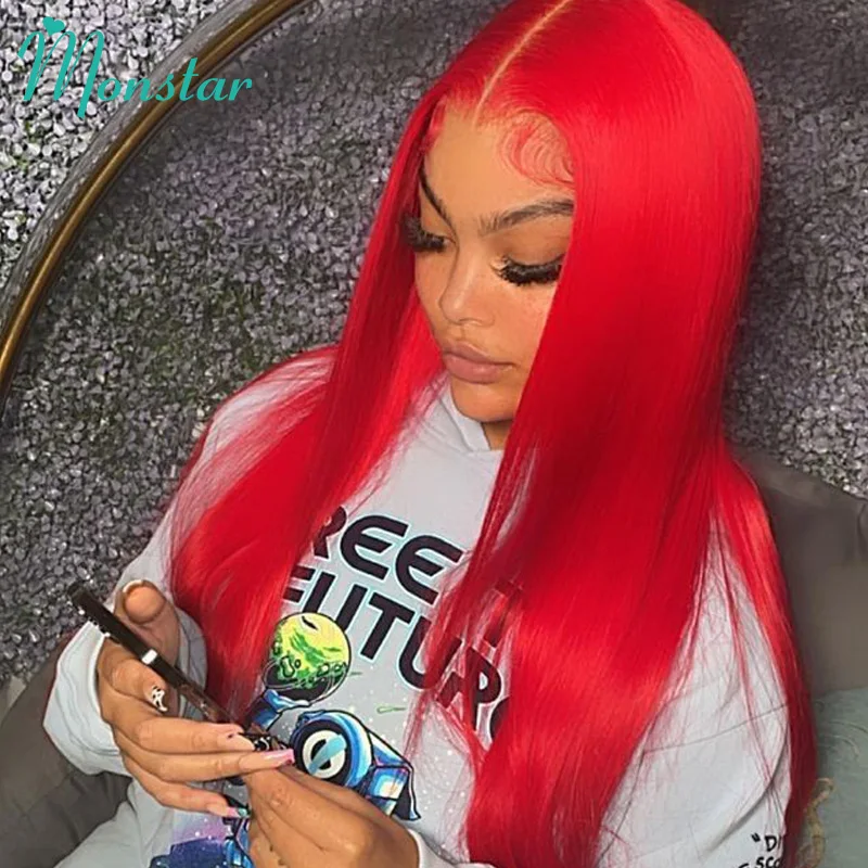 

Color Red Lace Front Human Hair Wigs Straight Human Hair Wigs 99J Burgundy Lace Front Wig Brazilian Pre Plucked Lace Frontal Wig