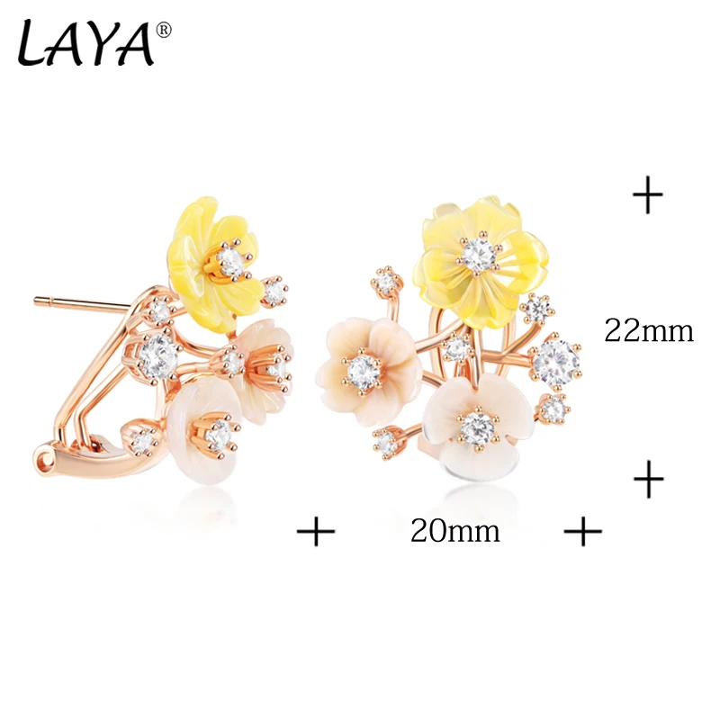 Laya Earrings For Women High Quality Zircon Natural Shell Flower 925 Sterling Silver Original Modern Jewelry 2022 Trend