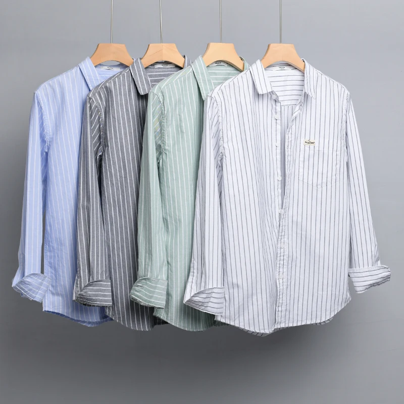 100% Cotton long sleeve stripe fashion shirt men casual comfortable brand shirts for men tops clothes camisa chemise