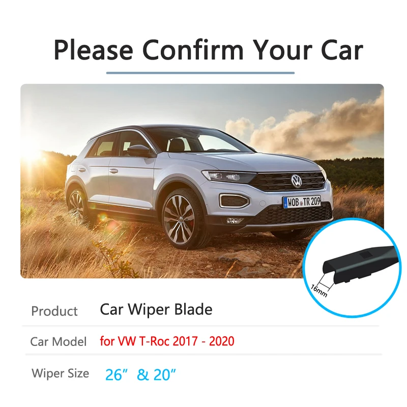 for Volkswagen VW T-Roc 2017~2020 2018 2019 TROC T ROC Car Wiper Blade Front Windscreen Windshield Wipers Car Accessoriess