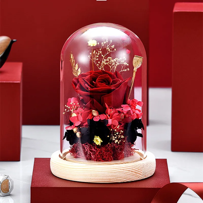 9*12cm Flat Log Base Glass Dome Vase Home Decoration Transparent Cover DIY Friend Favor Gift Wedding Prop