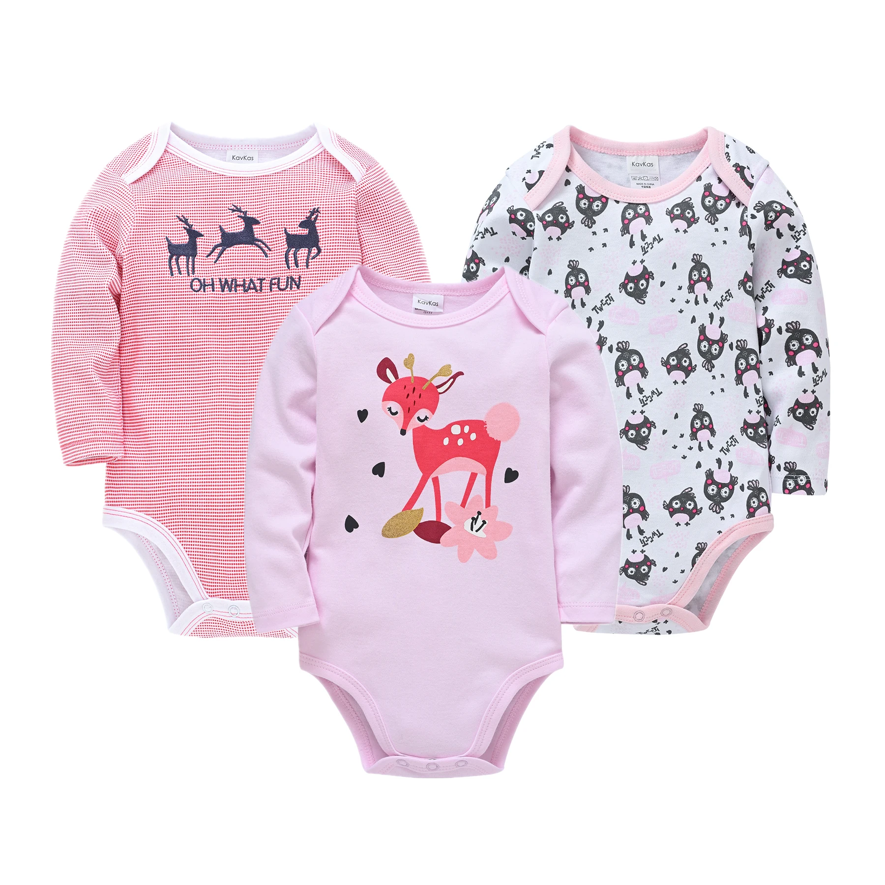 

3PCS Newborn Baby Girls Bodysuit Roupas Bebe De Baby Babies Bebes Clothes Long Sleeve Cotton Printing Infant Clothing 0-24M