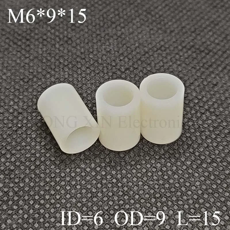 M6 * 9*12 Witte Ronde Nylon Threadless Plastic Spacer Abs Standoff Wasmachine Non-Threaded Pcb Board Schroef bolt Id = 6 Od = 9 L = 12