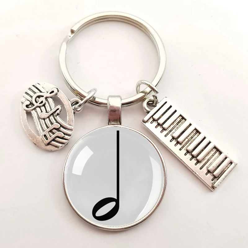 Musical instrument piano note symbol key chain key ring sharp logo treble bass clef icon flat key ring music lover jewelry gift