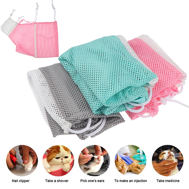 Useful Mesh Cat Grooming Bath Bag Cat Supplies Washing Bags For Pet Bathing Nail Trimming Injecting Anti Scratch Bite Restraint