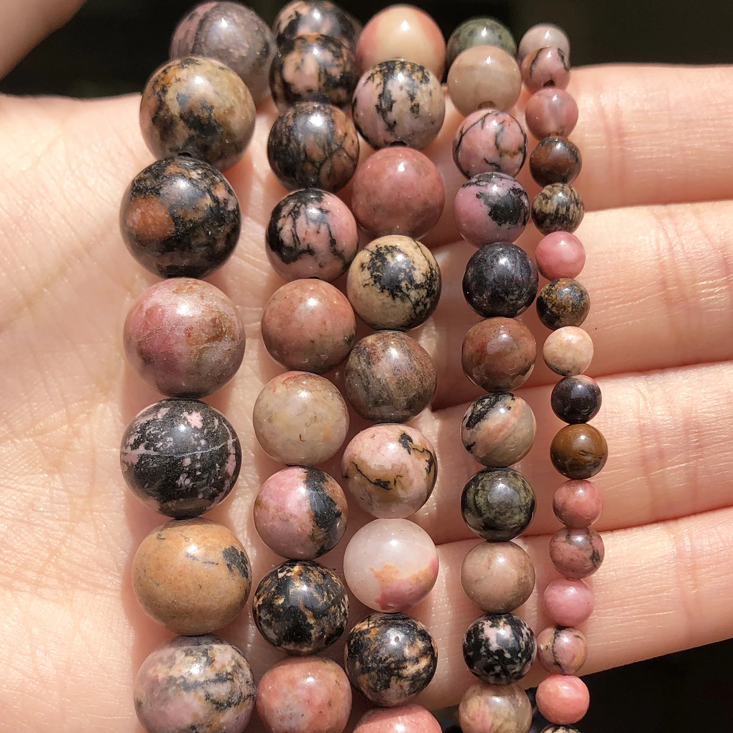 Wholesale Natural Stone Beads Black Lace Rhodonite Loose Round Beads 15\'\' 2 3 4 6 8 10mm For Jewelry Making DIY Bracelet Charms