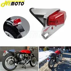 Motorcycle LED Tail Light For Cafe Racer Chrome Taillight Brake Lamp Lucas Style Taillamp for Harley Honda Yamaha Bobber Suzuki