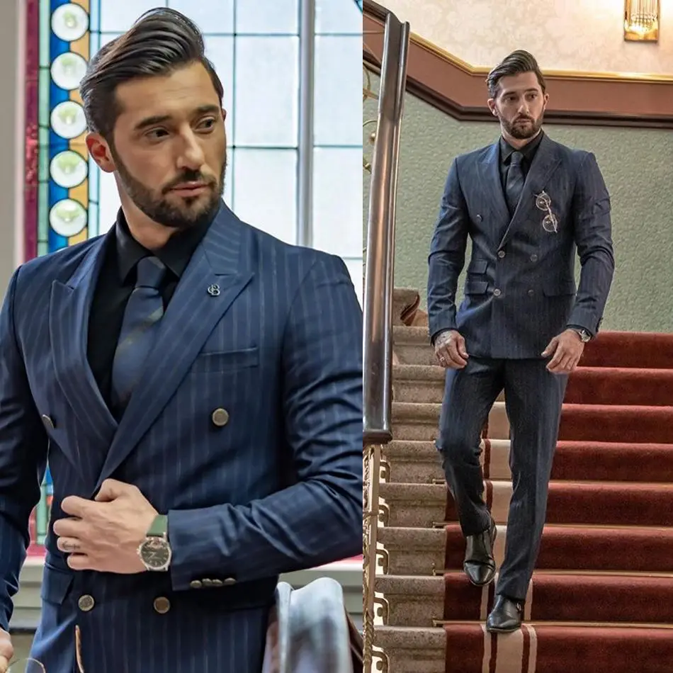 Trajes de boda para hombre, traje Formal de novio, hecho a medida esmoquin con dos botones, trajes de 2 piezas (chaqueta + Pantalones), novedad de 2020