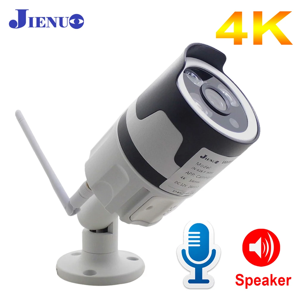 JIENUO 4K Wireless IP Camera HD Twoway Audio Metal Cctv Security Surveillance Outdoor Waterproof NightVision 5MP Wi-fi Home Cam