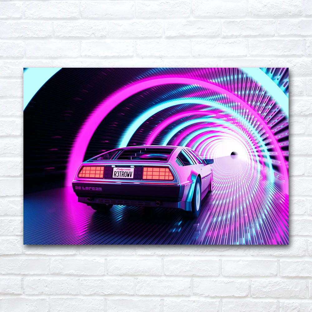 DeLorean DMC-12 Classic Car Back to the Future Poster Wall Art Pictures Canvas Painting for Bedroom Living Room Home Decoration