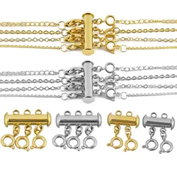LOULEUR Stainless Steel Spring Buckle Lobster Clasps Connectors Slide Tube Lock Spacer Clasp Multi Strands Magnetic wholesale