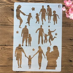 A4 29cm 가족 부모 자녀 엄마 DIY 레이어링 스텐실 벽화 스크랩북 색칠 엠보싱 앨범 장식 템플릿