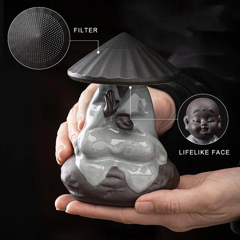 PINNY Little Zen Master Ceramics Tea Strainers Tea Ceremony Ornaments Monk Figurine Home Decoration Accessories Modern