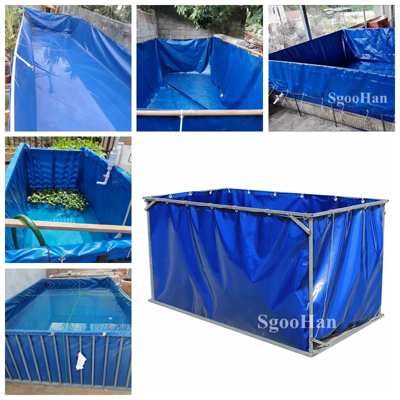 

Blue Tarpaulin Canvas Water Pool Aquarium Fish Tank Children Swimming Pool Turtle Koi Aquaculture Water Tank Without Bracket