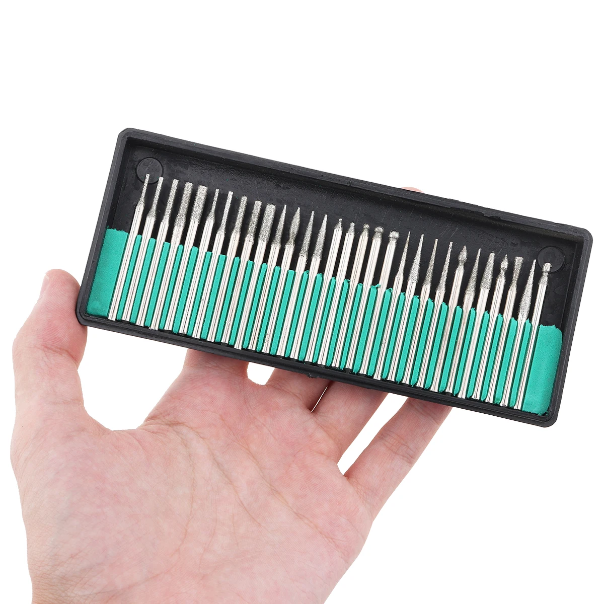 Juego de brocas de rebabas de diamante, juego de herramientas rotativas de grabado de acero de alta velocidad para carpintería, perforación de madera, 30 piezas por juego