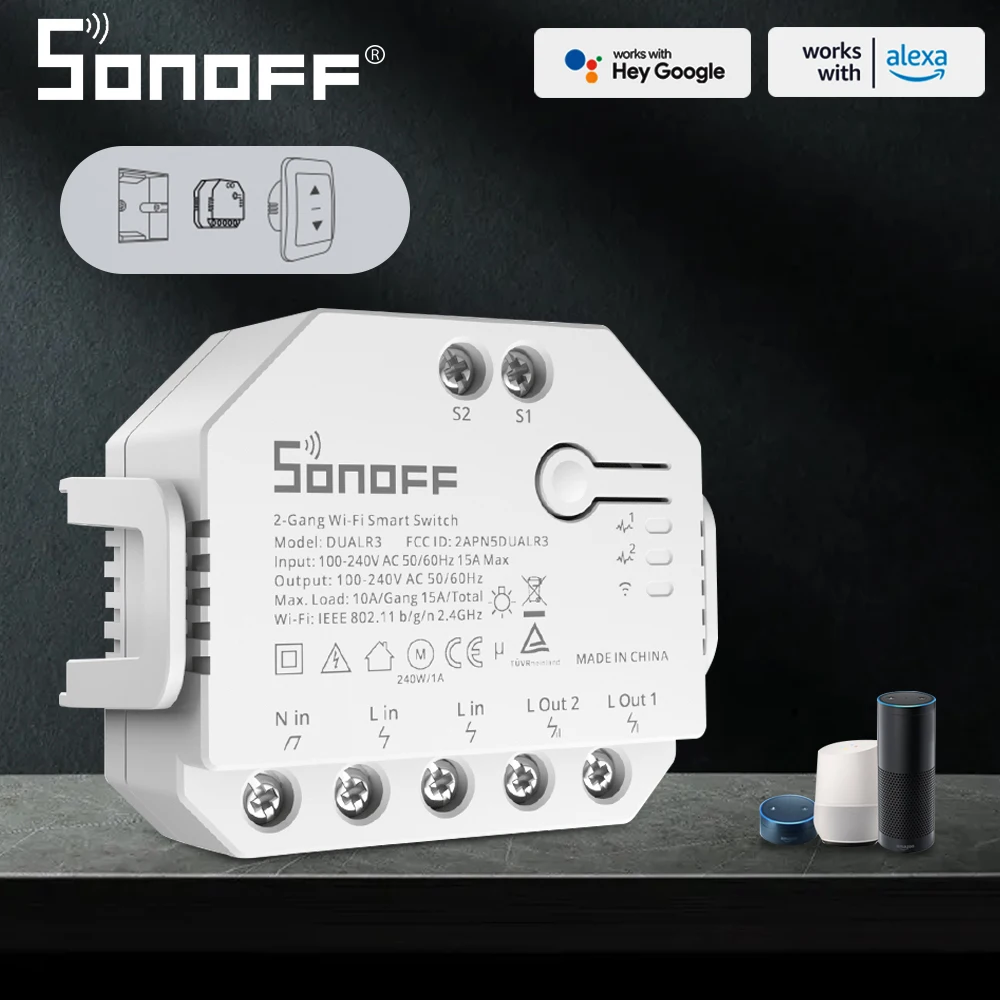 

SONOFF Dual R3 DIY MINI Smart Switch Dual Relay Module Two Way Power Metering Smart Home Control via eWeLink Alexa Google Home