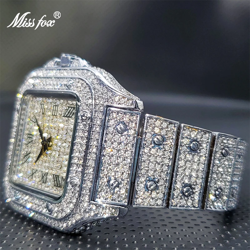 Ice Out Relogio Droshipping Luxury Full Diamond Quartz Watches For Men or Women Classic Stylish Trend 2021 Waterproof Watch New