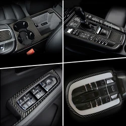 Accessories For Porsche Macan 2014-20 Carbon Fiber Interior Gearshift Air Conditioning CD Panel Door Armrest Cover Trim Sticker