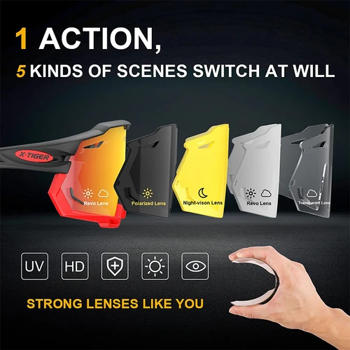 Imagen 2 del producto X-TIGER gafas de ciclismo UV400 gafas de sol fotocromáticas para ciclismo gafas de sol deportivas polarizadas para hombre gafas de bicicleta de carreras MTB