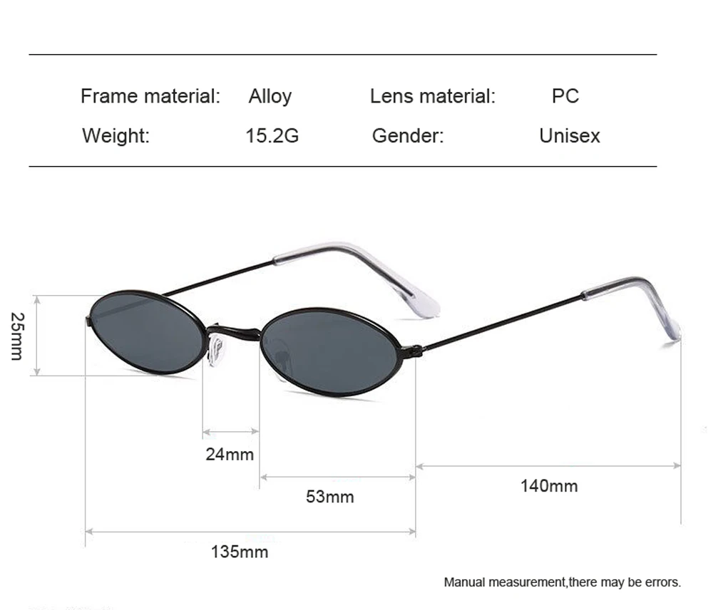 Retro Kleine Ovale Sonnenbrille Frauen Vintage Marke Shades Schwarz Rot Metall Farbe Sonnenbrille Für Weibliche Mode Designer Lunette – Detail 4