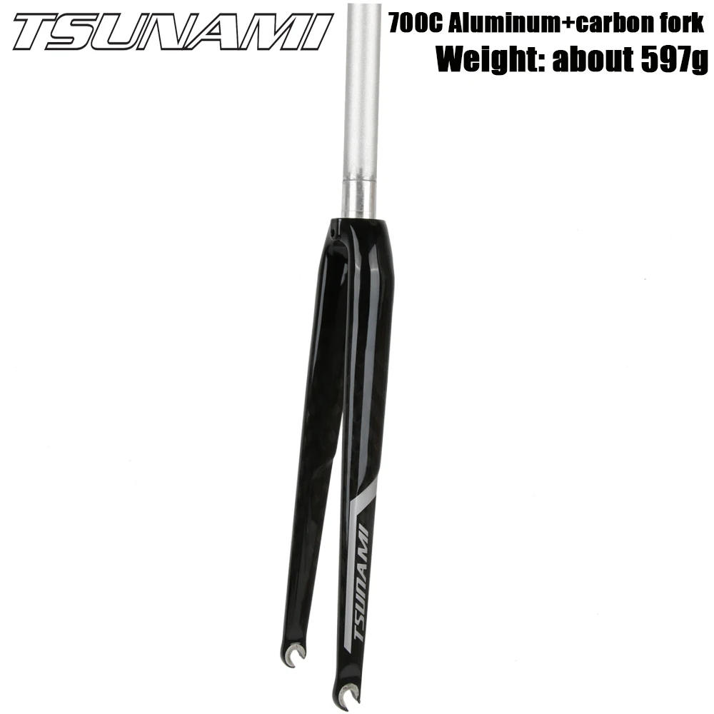 TSUNAMI SNM100 Seaboard CR01 Road Bicycle Front Fork All Aluminum Alloy Semi Carbon Fiber Front Fork 700C Rim Brake Hard Fork