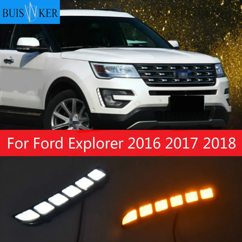 

Car Led Drl For Ford Explorer 2016 2017 2018 Daytime Running light Turn Drl Front Bumper Driving Fog Lamp Blink Flashing Dayligh