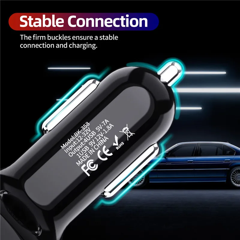 Nuevo 4 puertos USB carga de coche 48W carga rápida para adaptador de cargador de teléfono en el coche 5 3 2 1 adaptador de puertos USB Mini USB coche