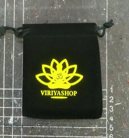 

1000 pieces Personalized Custom Logo 8x10 cm Drawstring Black Velvet Bags Pouches Printed With Yellow Logo Customize Logo