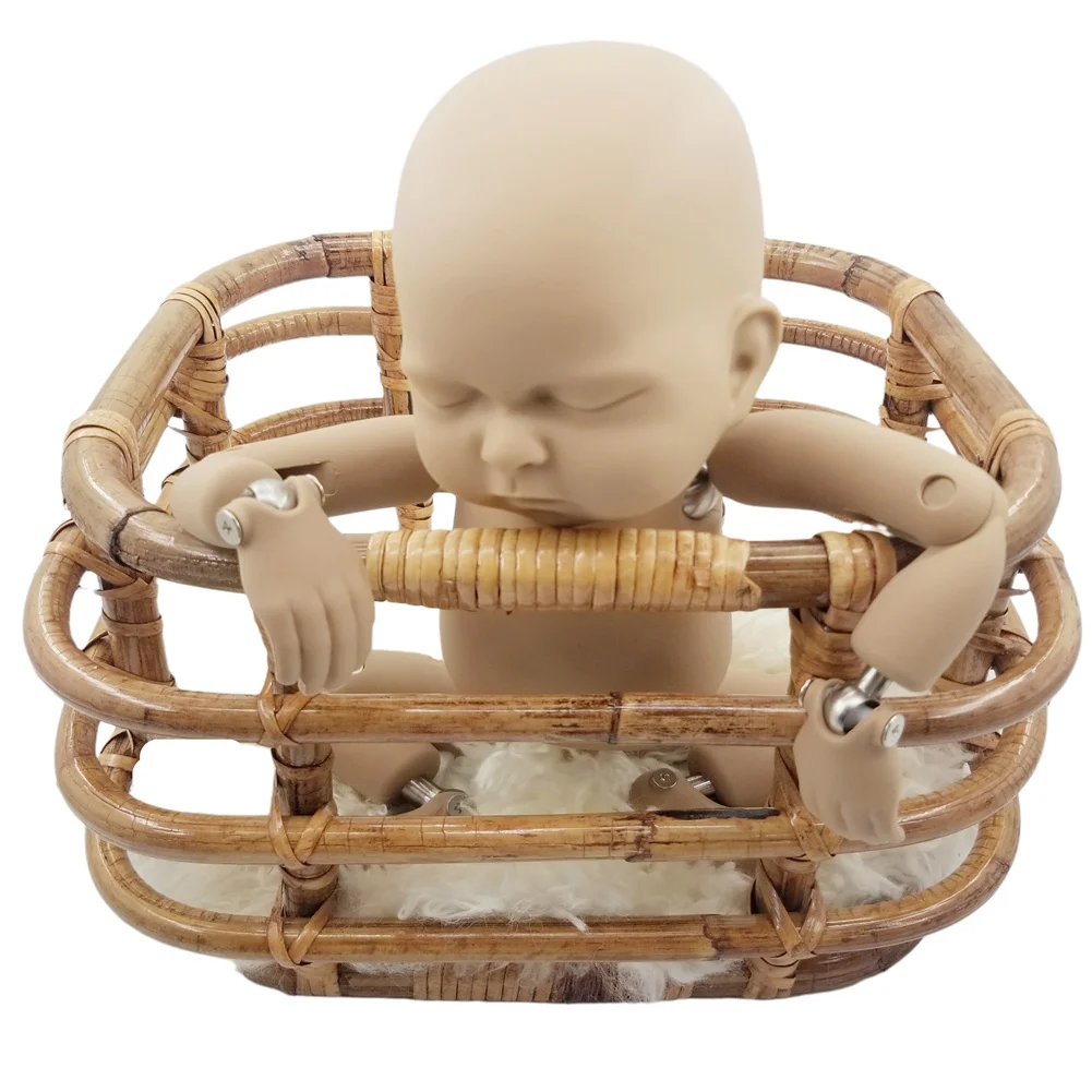 Newborn Photography Props Retro Rattan Round Basket Chair Bebe Photo Accesories Recien Baby Girl Boy Posing Bed Background