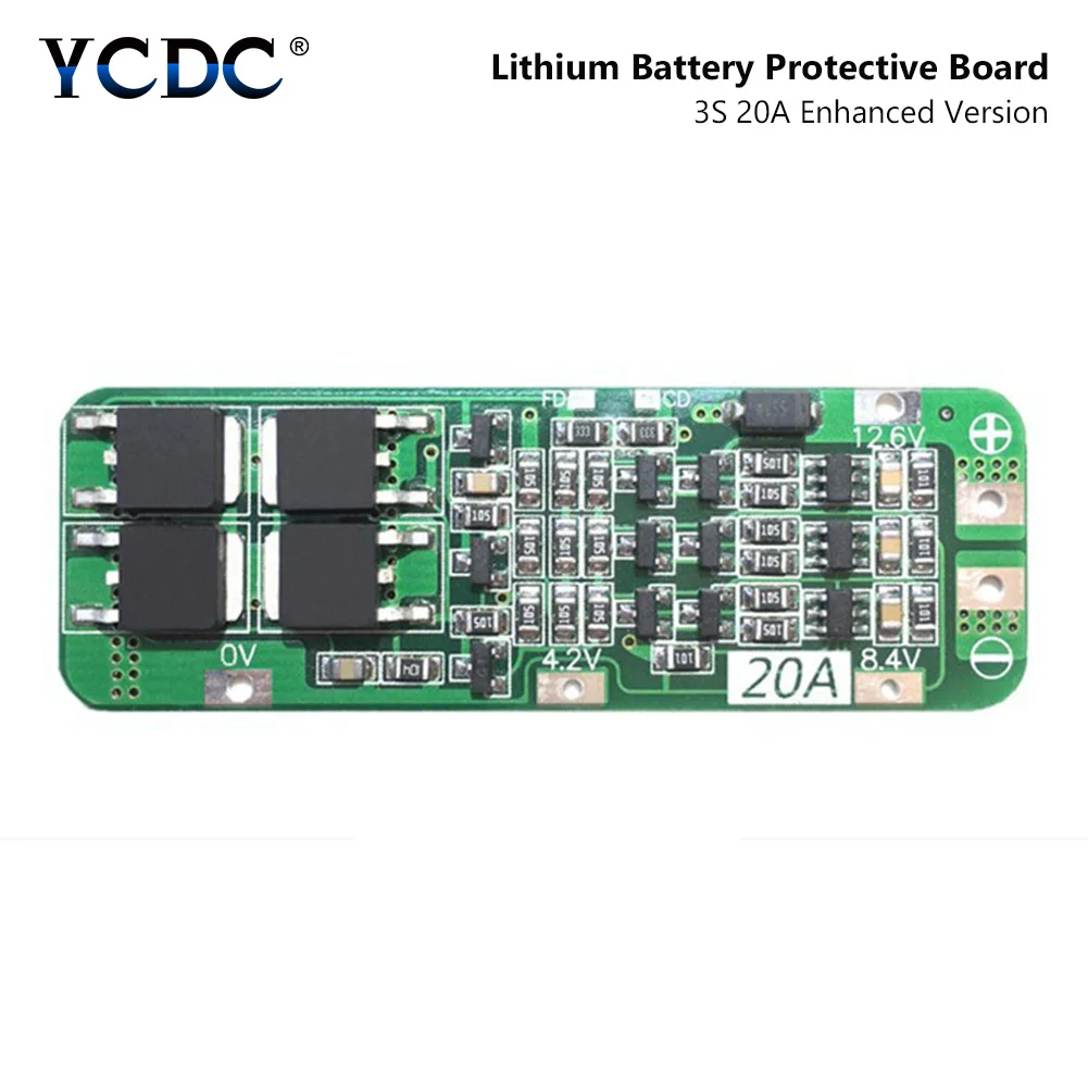 3S 20A 12.6V 18650 Lithium Li Ion Battery Charge Protection Board/BMS PCB Board Enhanced Version Random Color Delivery