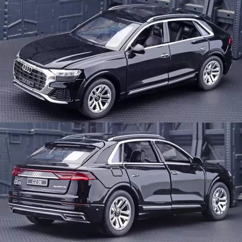 1/24 AUDI Q8 SUV Alloy Car Model Diecasts Metal Simulation Toy Vehicles Car Model Sound and Light Collection Childrens Toy Gift